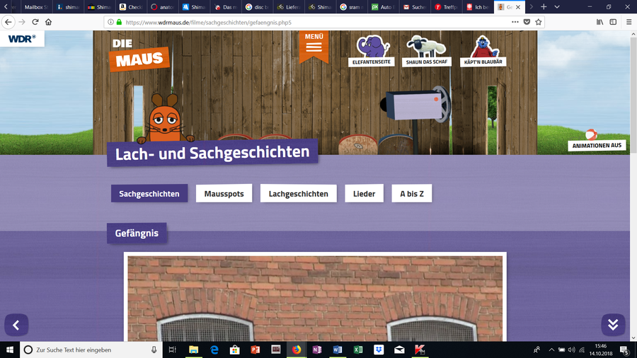 Screenshot (zur Internetseite "Die Maus" mit Informationen für Kinder und Jugendliche zum Gefängnis)